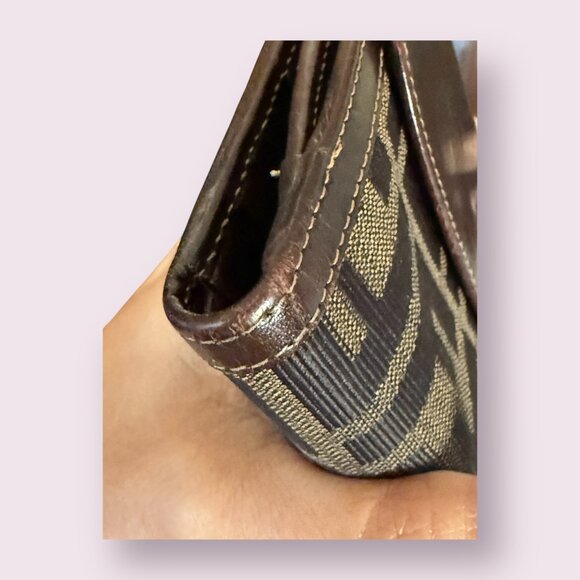 Vintage Fendi Zucca Canvas & Leather French Flap Wallet - Picture 6 of 8